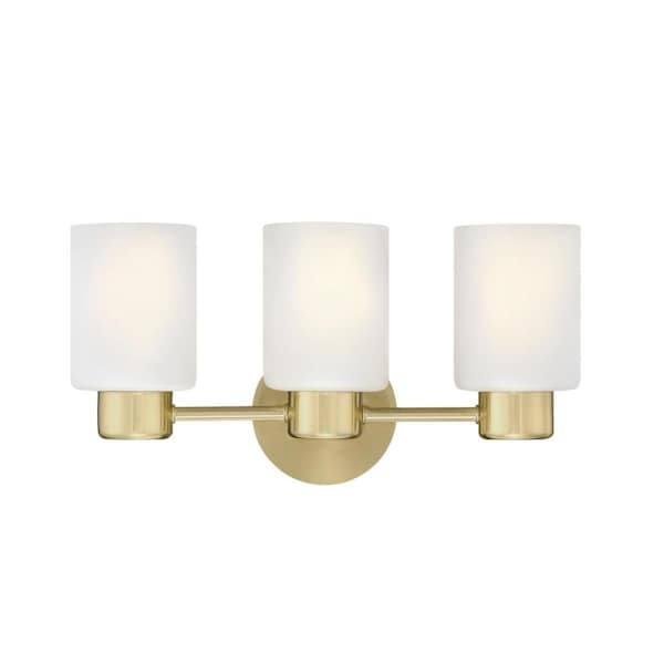 Westinghouse Fixture Wall 60W 3-Light Sylvestre Champagne Brass CylIndoorical Frosted Glass 6126700 - main